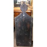 17TH CENTURY OAK CARVED CHURCH PEW END 150CM H X 54CM W