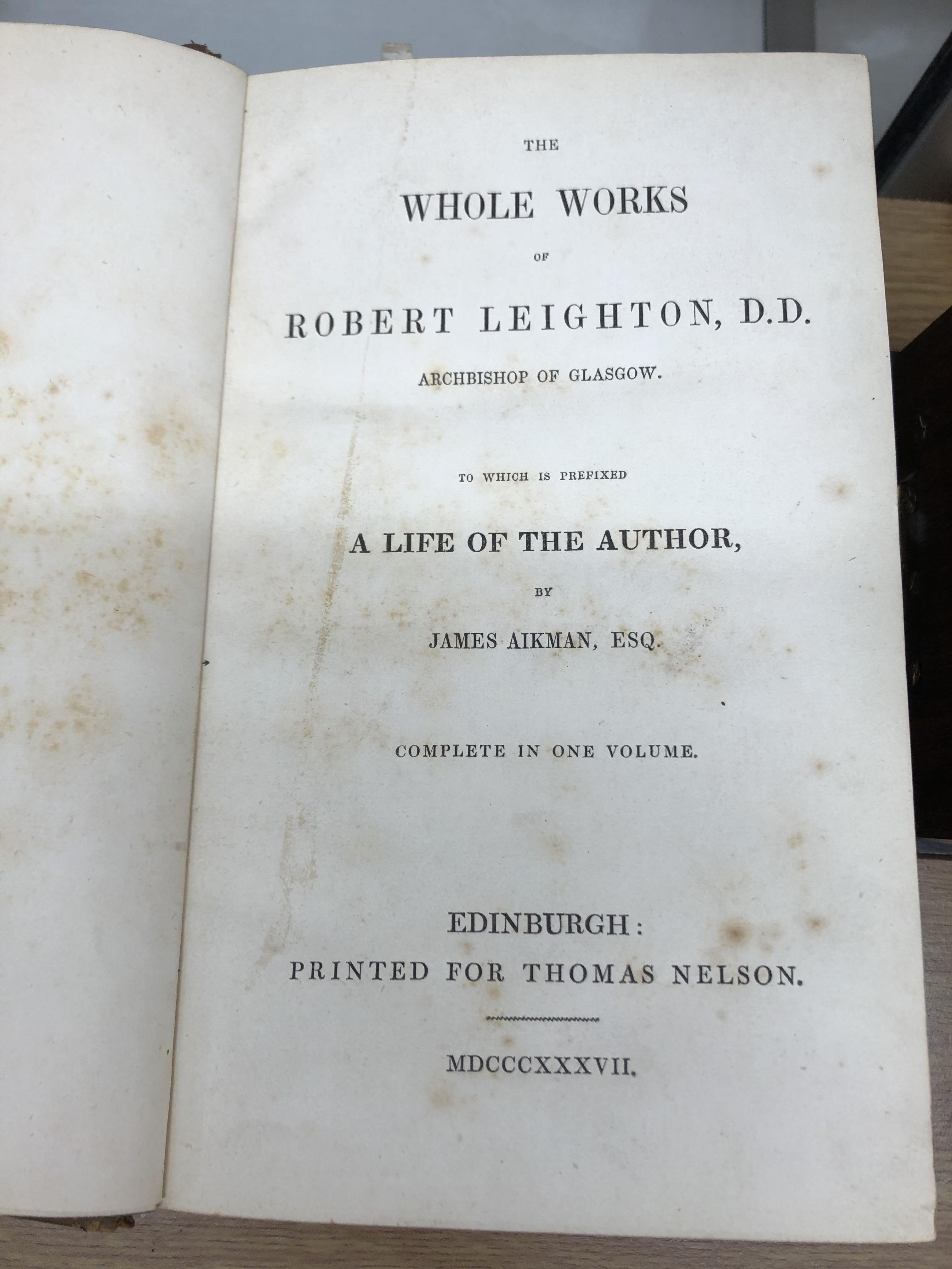 ANTIQUARIAN BOOK - THE WHOLE WORKS OF ROBERT LEIGHTON BY JAMES AIKMAN IN ONE VOLUME EDINGBURGH - Image 4 of 6