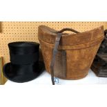 GOOD QUALITY WOODROW OF LONDON TOP HAT IN A LEATHER CARRY CASE