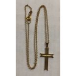 9CT GOLD CROSS ON 9CT GOLD TRACE CHAIN 3.