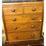 VICTORIAN MAHOGANY VENEER TWO OVER THREE DRAWER CHEST 150CM H X 96CM W X 44CM D