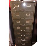 VINTAGE GREEN ENAMEL METAL 7 DRAWER CHEST