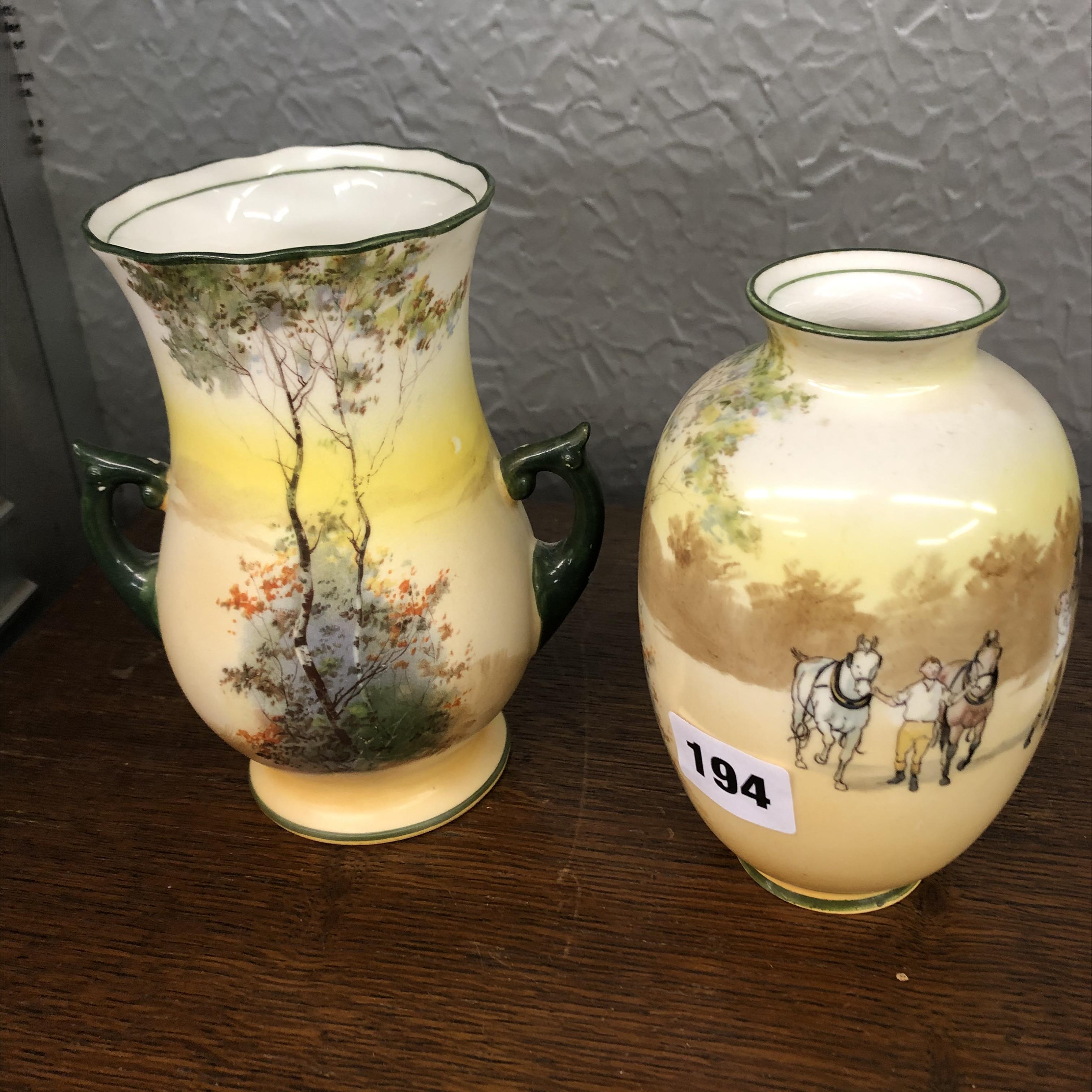 ROYAL DOULTON COACHING SERIES OVOID VASE AND TWO HANDLED VASE, - Image 7 of 7