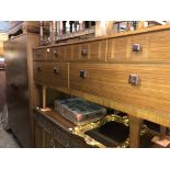 1960S TEAK LONG DRESSING TABLE 66CM H X 147CM W AND WARDROBE 175CM H X 121CM W X 57CM D