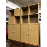 FOUR LIGHT OAK EFFECT PIGEON HOLE CUPBOARD UNITS