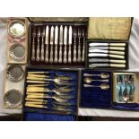 VARIOUS CANTEEN BOXES OF PLATED CUTLERY - BUTTER KNIVES,