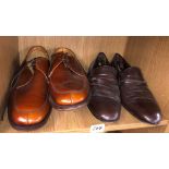 TWO PAIRS OF MEN'S LEATHER SHOES SIZE 6 AND 8.