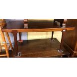 1960S TEAK COFFEE TABLE WITH PULL OUT SLIDES 46CM H X 106CM W X 48CM D