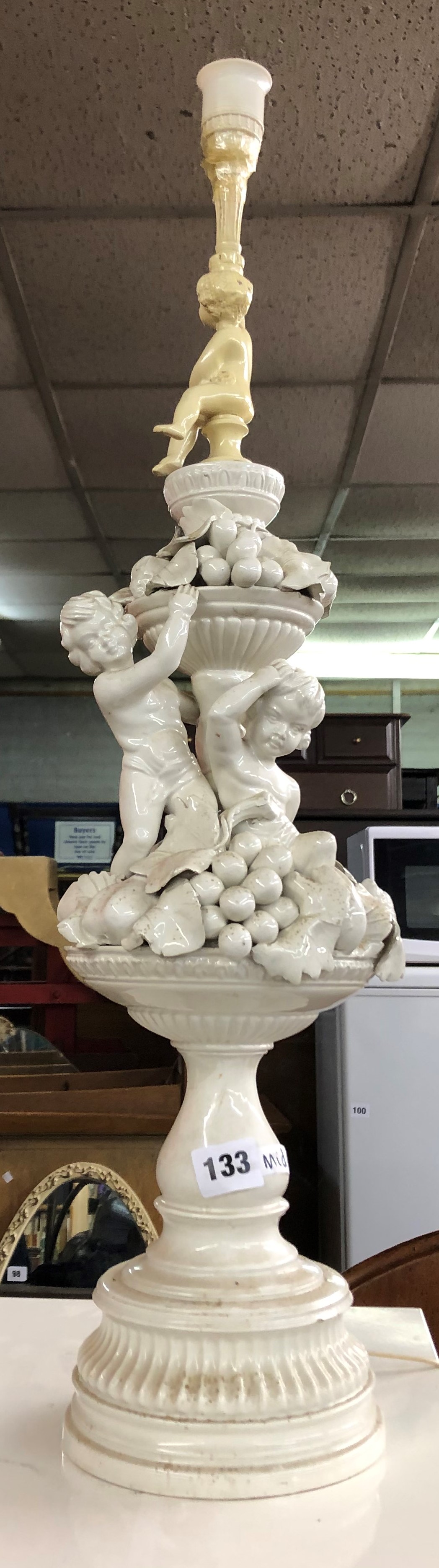 BLANC DE CHINE CHERUB FIGURAL LAMP