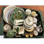 GOOD BXOX OF CERAMICS INCLUDING VICTORIAN BONE CHINA TRIO, COPELAND PLATES,