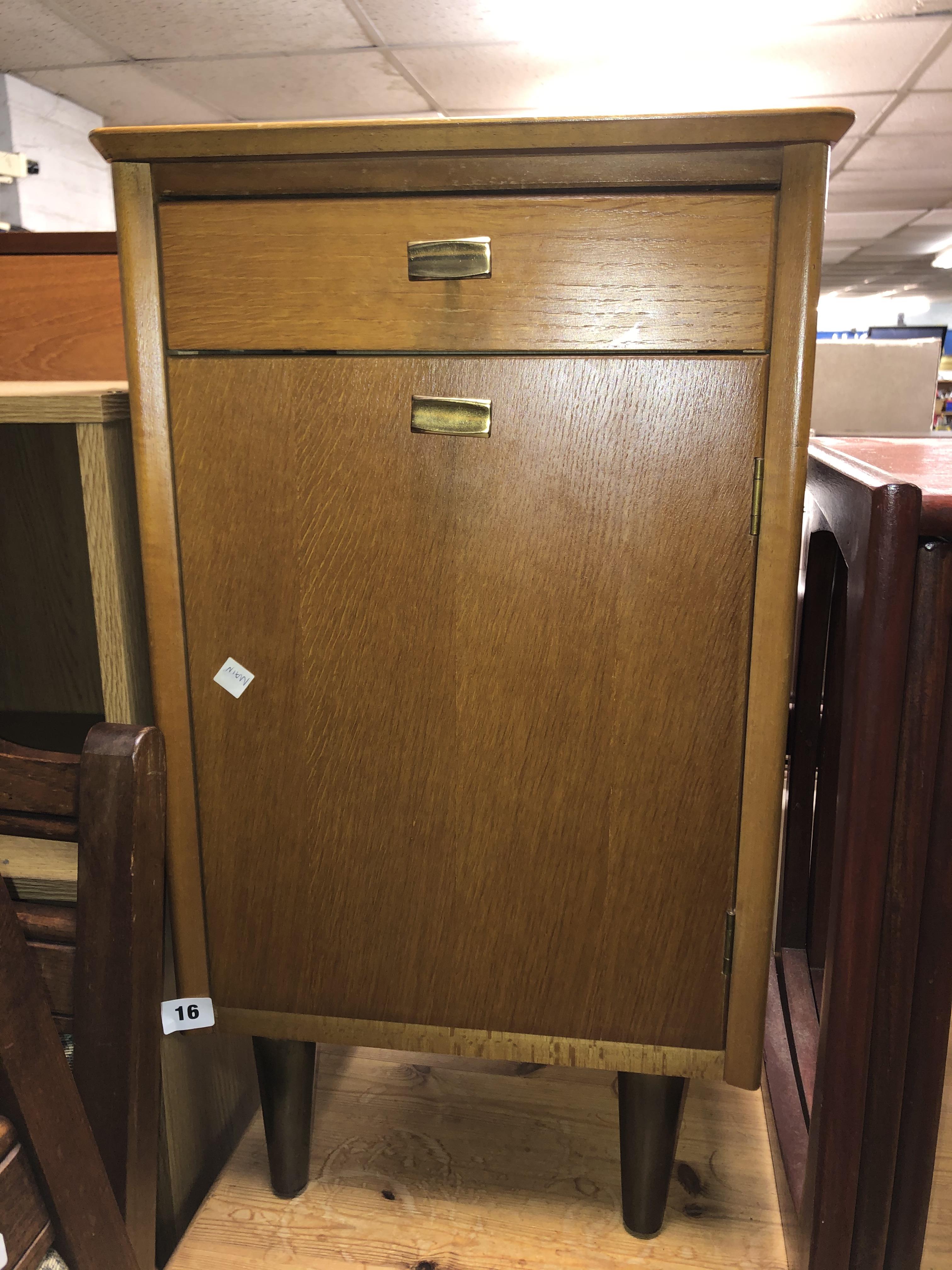 1960S LIGHTWOOD BEDSIDE CUPBOARD