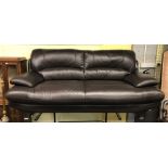 CONTEMPORARY BROWN LEATHER CHROME FOOTED SOFA