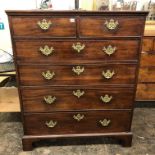 GEORGE III MAHOGANY TWO OVER FOUR GRADUATED DRAWER CHEST ON BRACKET FEET 132CM H X 99CM W X 53CM D