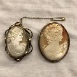 TWO VICTORIAN/EDWARDIAN CAMEO BROOCHES
