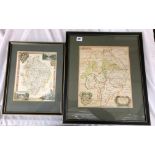 ANTIQUARIAN MAP OF WARWICKSHIRE WITH ITS HUNDREDS BY RICHARD BLOME 27CM X 32CM AND A FACSIMILE MAP