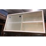 1950S GLAZED SLIDING DOOR KITCHEN CABINET 46CM H X 92 CM W X 33CM D