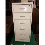 CREAM SIX DRAWER METAL INDEX FILING CHEST 89CM H X 50CM W X 55CM D