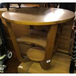 1930S WALNUT OCCASIONAL TABLE WITH UNDER TIERS 51CM H X 61CM DIAMETER