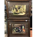 PAIR OF OAK BEADED FRAMED 18TH CENTURY PRINTS AFTER F MOSS BENNETT 31CM X 22CM