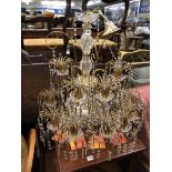GLASS AND CRYSTAL DROPPER TWELVE BRANCH CEILING LIGHT
