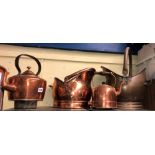 SELECTION OF TWO COPPER COAL HELMETS AND KETTLES