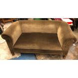 LATE VICTORIAN/EDWARDIAN BROWN UPHOLSTERED CHESTERFIELD SOFA