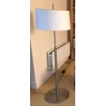 POLISHED STEEL TWIN LIGHT LAMP STANDARD AND SHADE