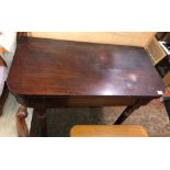 GEORGE III MAHOGANY D END FOLD OVER TEA TABLE