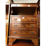 REPRODUCTION BURR WALNUT HALL CHEST WITH PULL OUT SLIDE (W46CM X H63CM X D32CM)