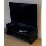 LG OLED55E6V 55INCH TV ON BLACK MEDIA STAND WITH REMOTE CONTROL