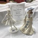 COALPORT BONE CHINA FIGURE EMMA HAMILTON WITH CERTIFICATE AND A COALPORT BUTTERFLIES BALLERINA