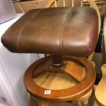 BROWN LEATHER STRESSLESS STYLE STOOL