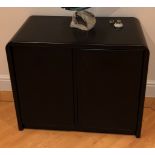 CONTEMPORARY BLACK GLOSS TWO DOOR CUPBOARD 86CM X 44.