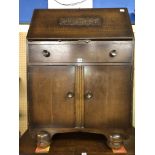 OAK MID 20TH CENTURY BUREAU W74CM X D42CM X H106CM APPROX