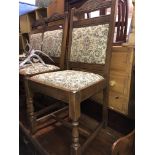 OLD CHARM OAK GATELEG TABLE AND FOUR TAPESTRY UPHOLSTERED DINING CHAIRS