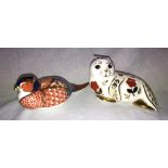 ROYAL CROWN DERBY IMARI PATTERNED SEAL PUP AND A PHEASANT