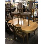 NATHAN TEAK OVAL EXTENDING DINING TABLE AND SIX CHAIRS 200CM X 99CM X 75CM H APPROX