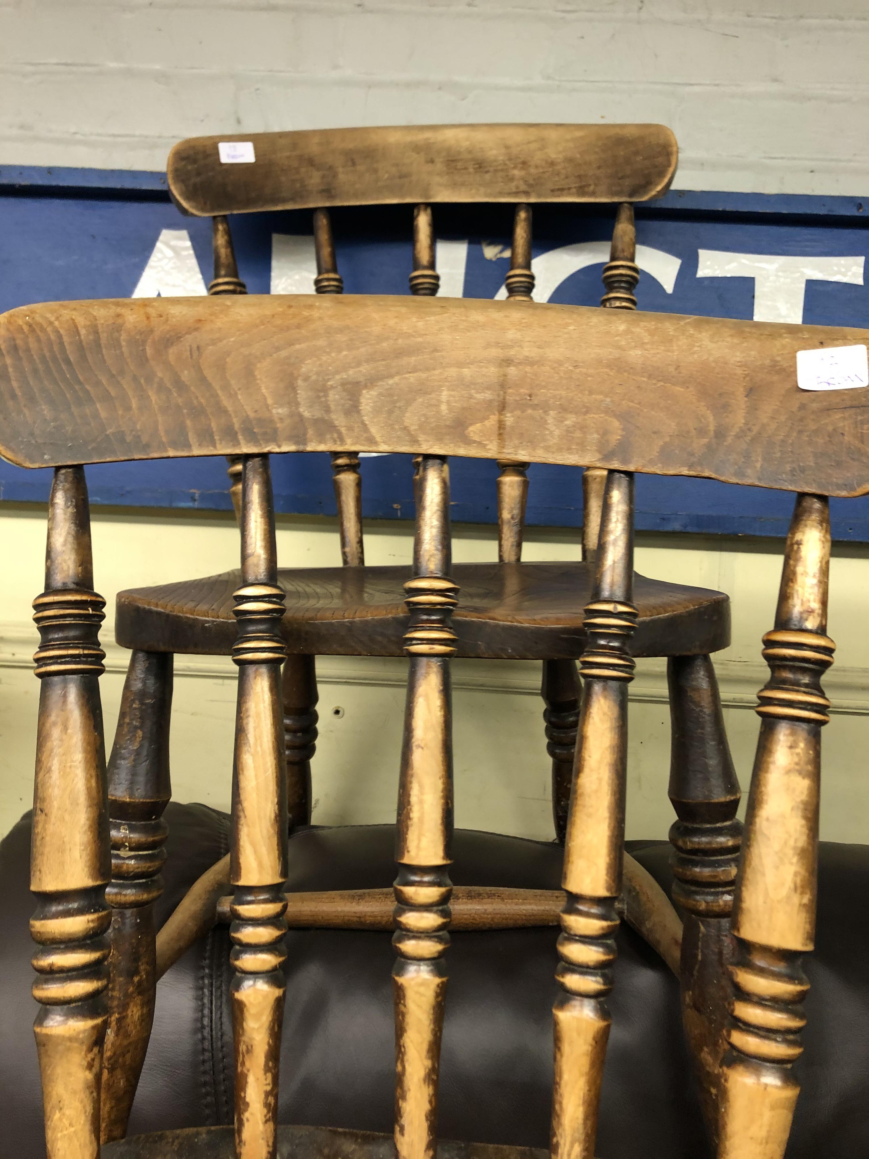 PAIR OF LATE 19TH CENTURY BEECH AND ELM SPINDLE BACK KITCHEN CHAIRS - Image 2 of 2