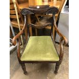 EARLY VICTORIAN ELBOW BAR BACK CHAIR