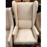 19TH CENTURY TALL SQUARE WING BACKED ARMCHAIR