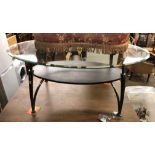 CHERRYWOOD OCTAGONAL SERPENTINE GLASS TOPPED COFFEE TABLE 48CM H X 100CM W X 100CM D