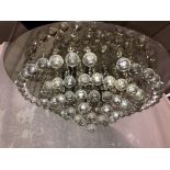 PAIR OF CIRCULAR MIRRORED FACET CUT BALL EIGHT BULB CEILING LIGHTS