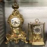 ROBERT GRANT OF LONDON GILT METAL CHINOISERIE ROCOCO STYLE TIME PIECE AND A KOMA QUARTZ ANNIVERSARY
