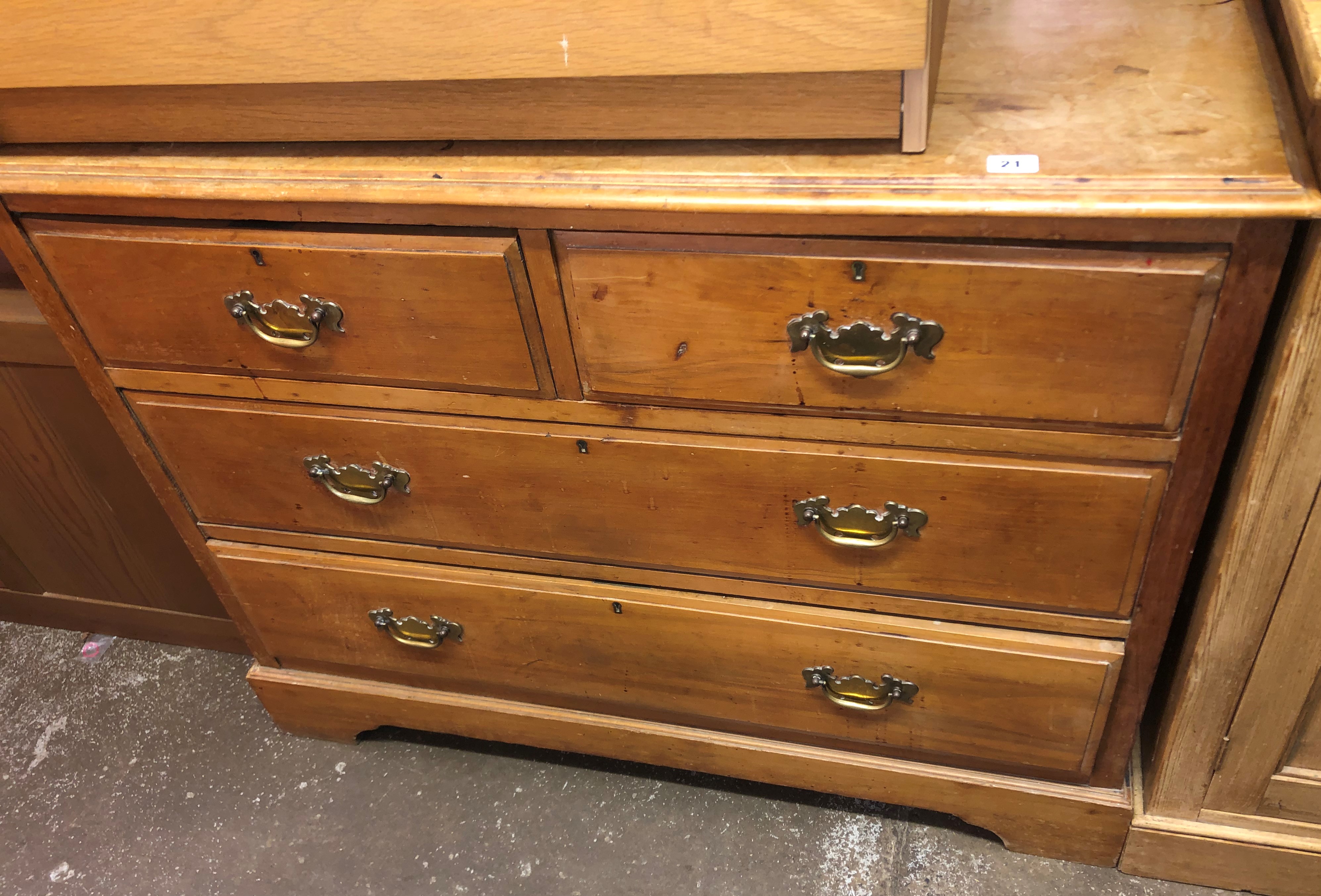 EDWARDIAN SATIN WALNUT TWO OVER TWO DRAWER CHEST W107CM X D50CM X H84CM