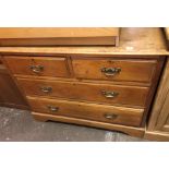 EDWARDIAN SATIN WALNUT TWO OVER TWO DRAWER CHEST W107CM X D50CM X H84CM