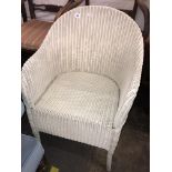 WHITE LLOYD LOOM BASKET ARMCHAIR