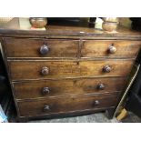 19TH CENTURY MAHOGANY TWO OVER THREE DRAWER CHEST BACK LEG AS FOUND W105CM X D50CM X H104CM APPROX