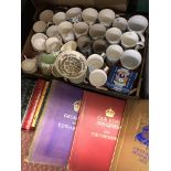 CONTENTS OF CARTON - VARIOUS BONE CHINA TEA CUPS AND COFFEE MUGS AND ROYAL COMMEMORATIVE SOUVENIR