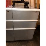 METAL THREE DRAWER CHEST OF DRAWERS 38CM X 52CM X 68CM APPROX