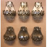 SET OF SIX CRYSTAL PENDANT DROP WALL APPLIQUES